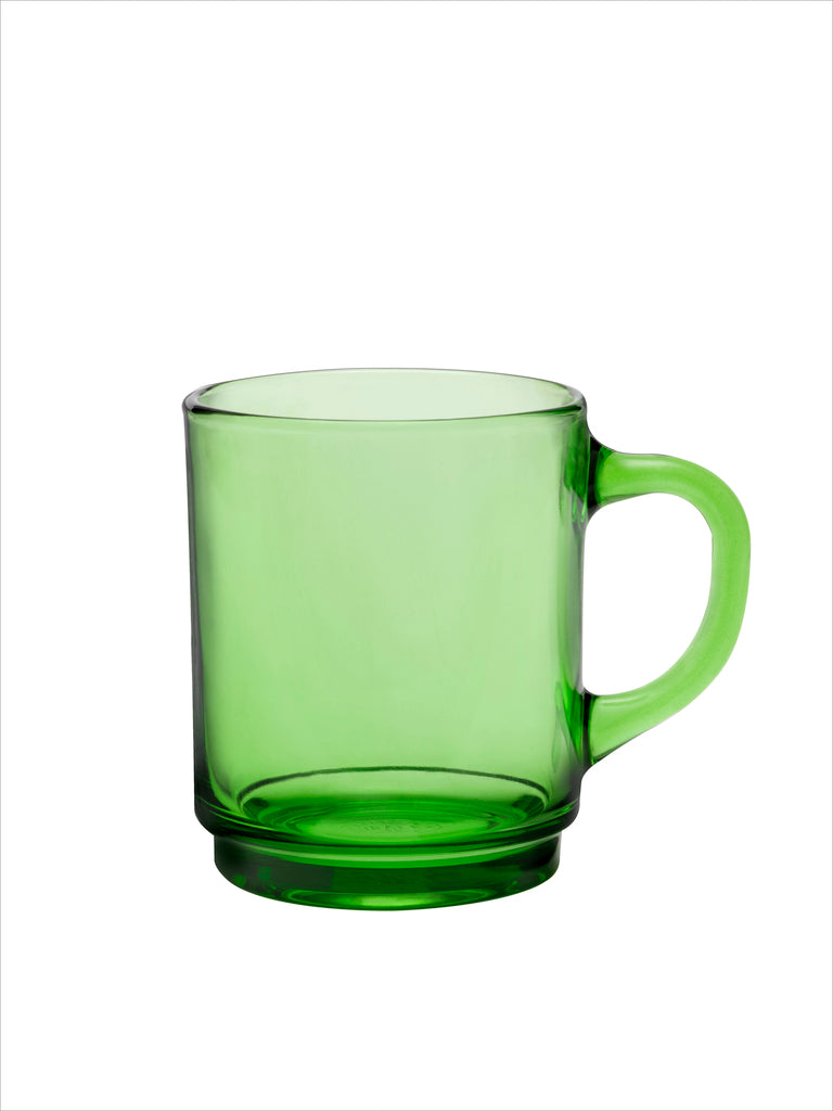 Green glass store mugs